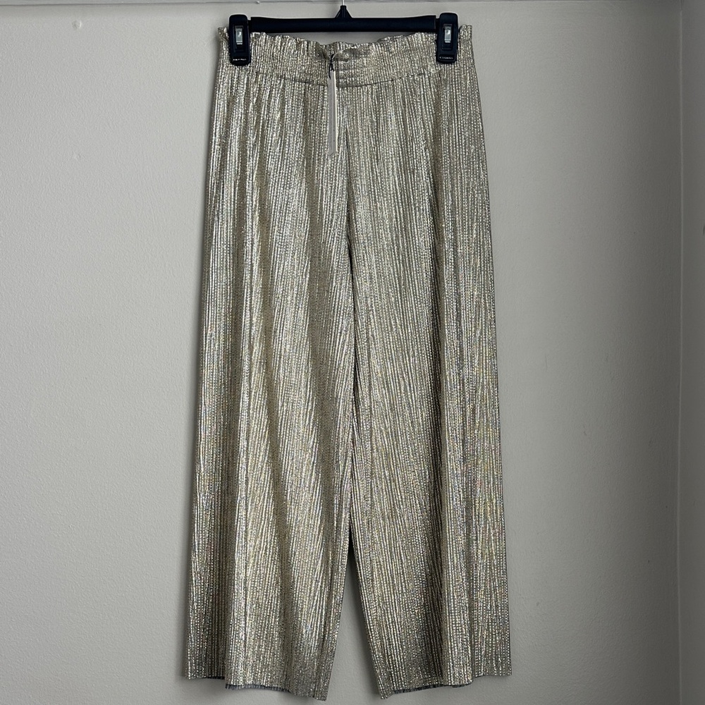 Alice + Olivia Metallic Silver Foil Pants